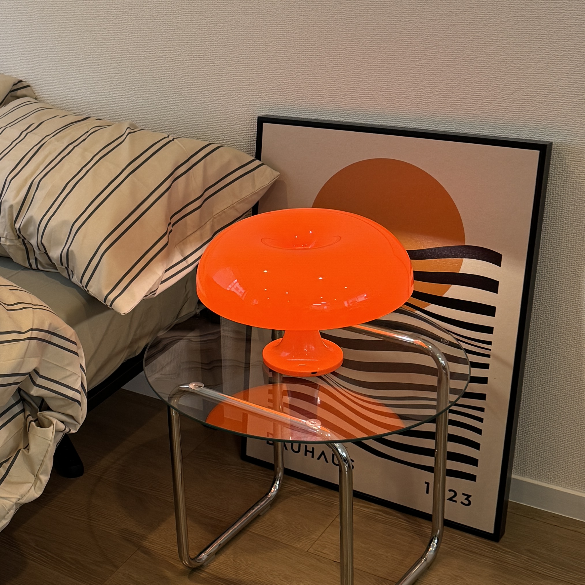 mushroom table lamp orange