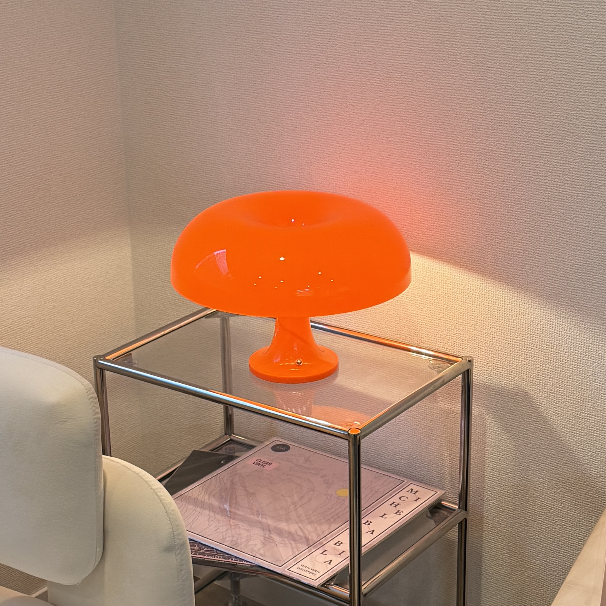 mushroom table lamp orange